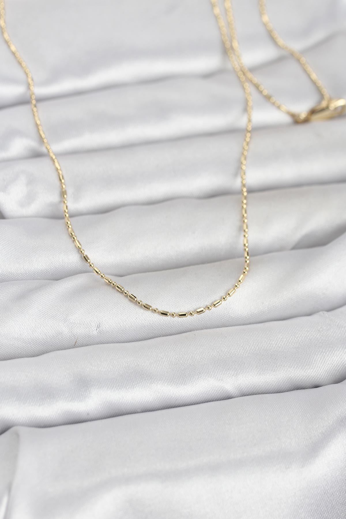 YRTCL CM 14K Gold Renk Parçalı Topçuk Model 60 cm Kadın Kolye