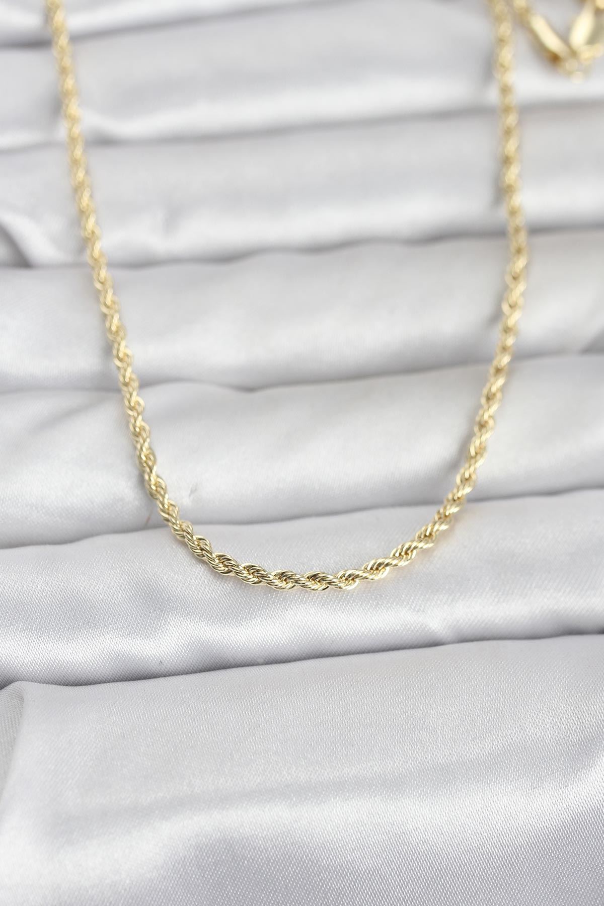 YRTCL CM 14K Gold Renk Burgu Model Zincirli 60 cm Kadın Kolye