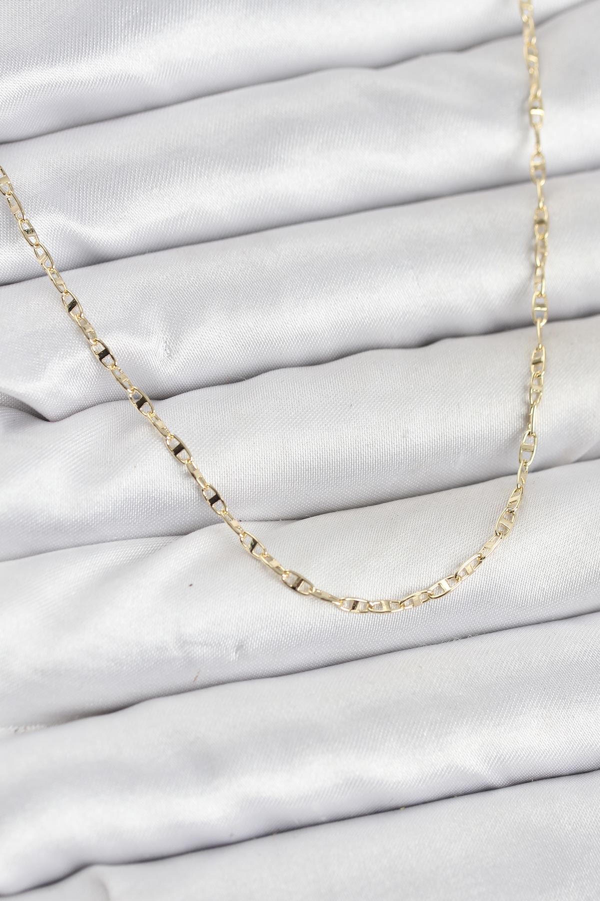 YRTCL CM 14K Gold Renk Pirinç Gemi Zinciri Model Kadın Kolye