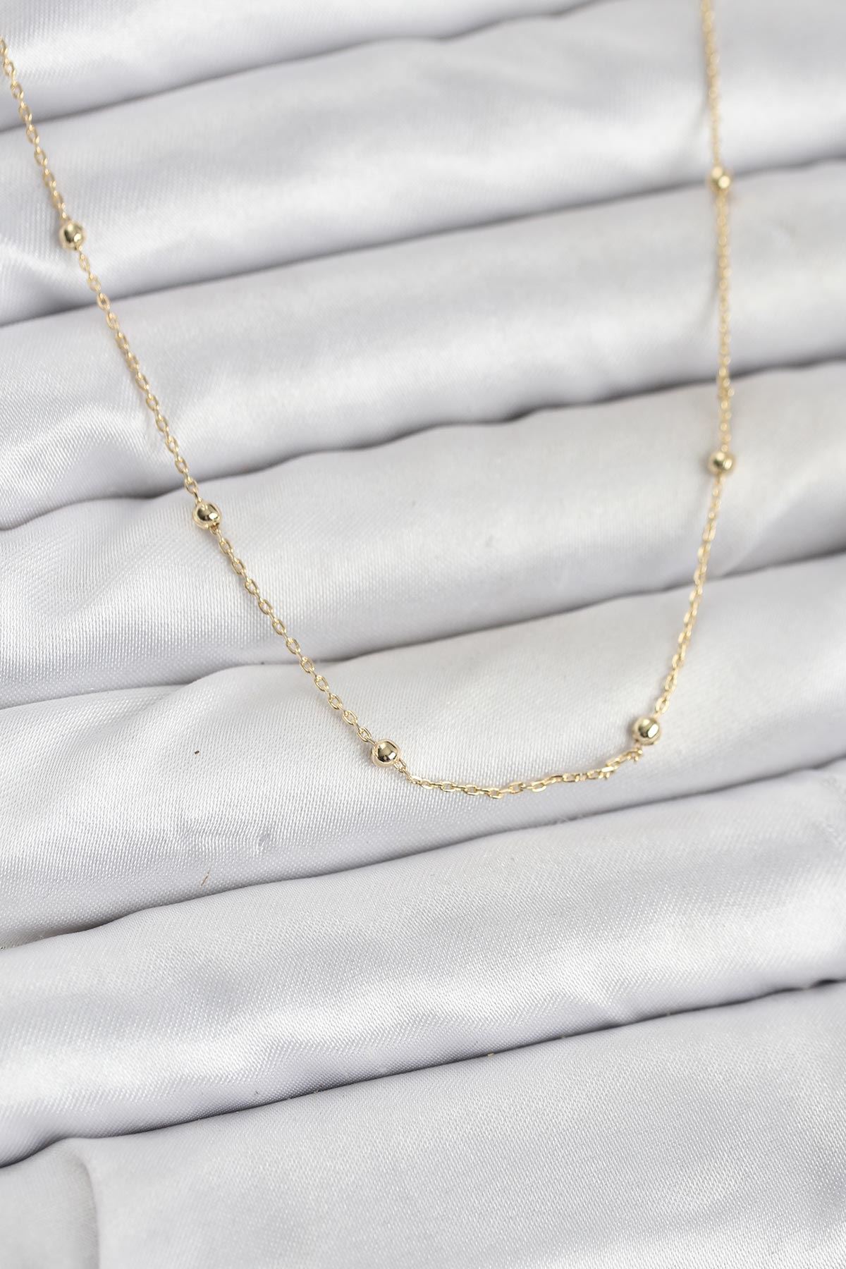 YRTCL CM 14K Gold Renk Minik Top Zincirli Kadın Kolye