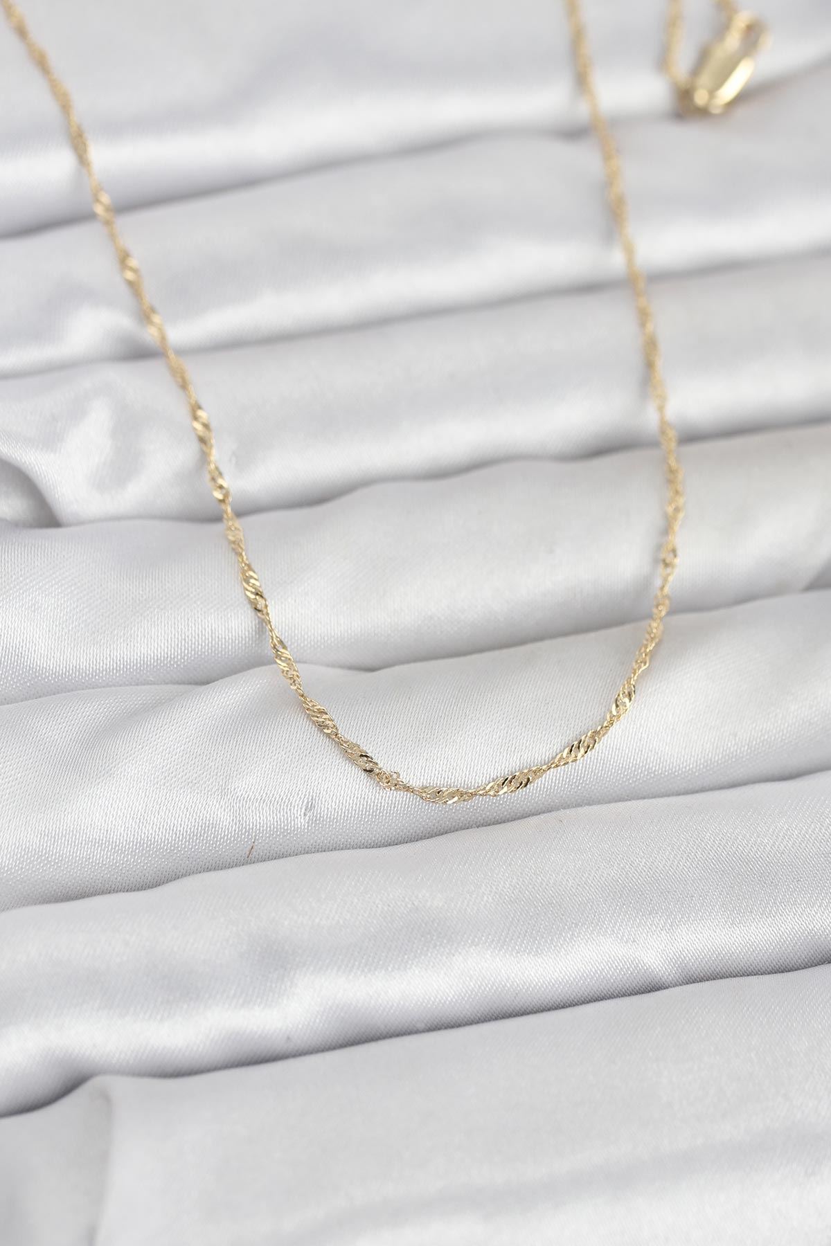 YRTCL CM 14K Gold Renk Burgu Model 60 cm Kadın Kolye