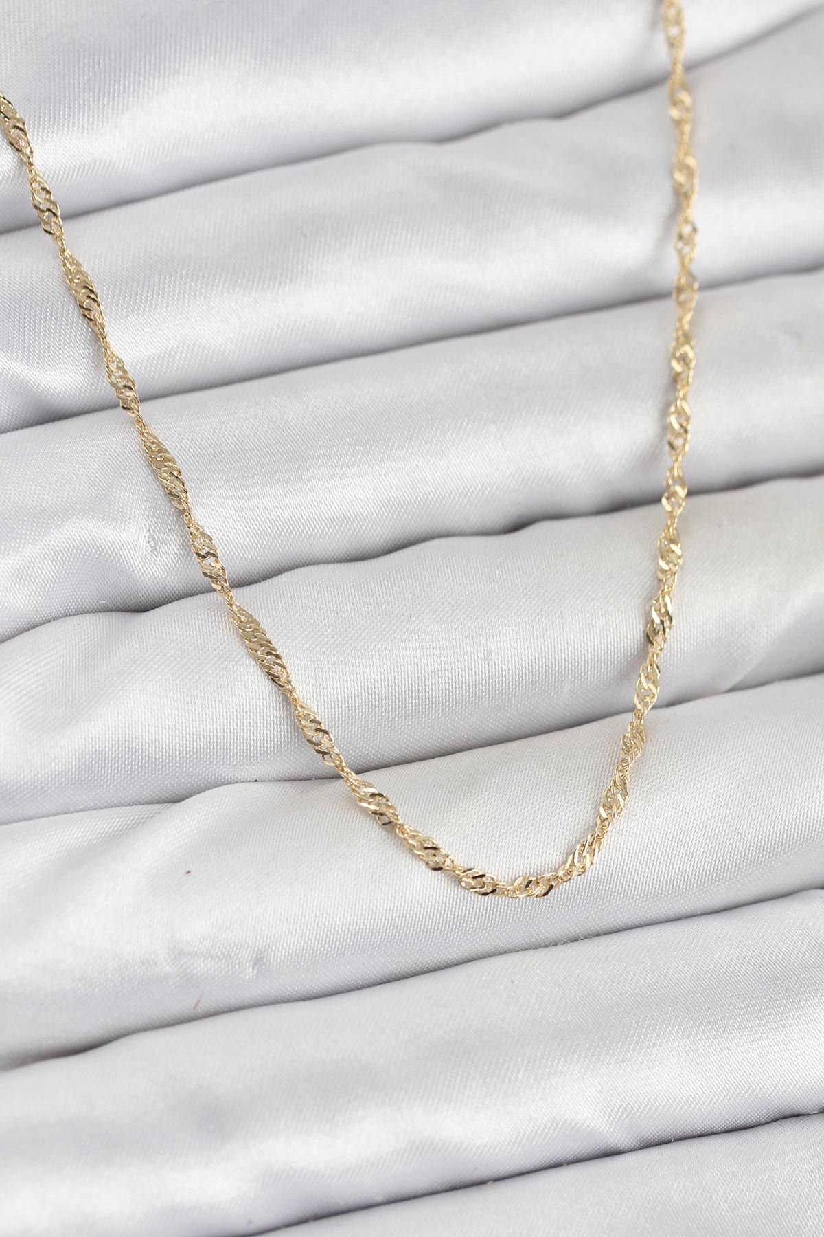 YRTCL CM 14K Gold Renk Yassı Burgulu Model Kadın Kolye