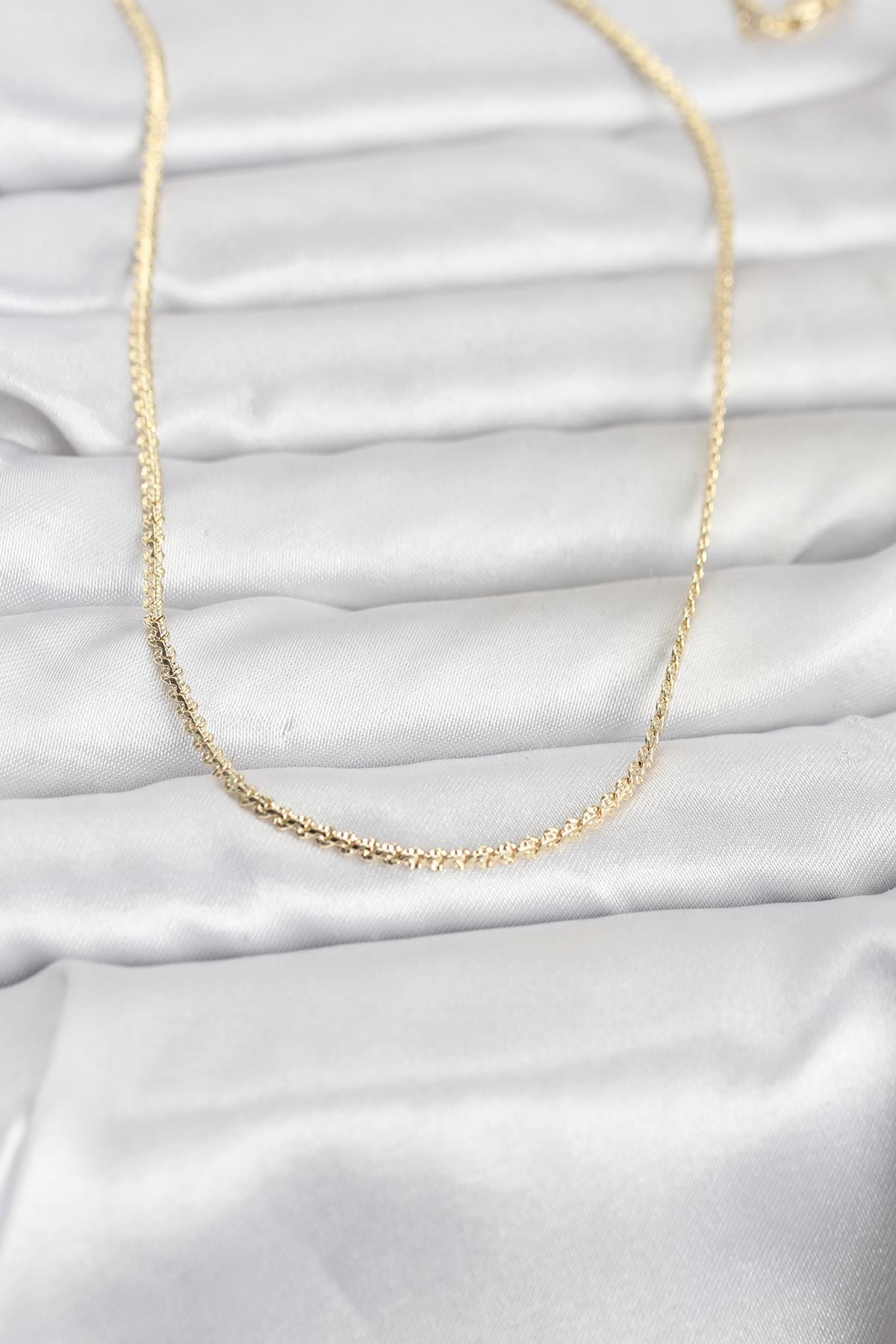 YRTCL CM 14K Gold Renk Yassı Zincir Model 60 cm Kadın Kolye