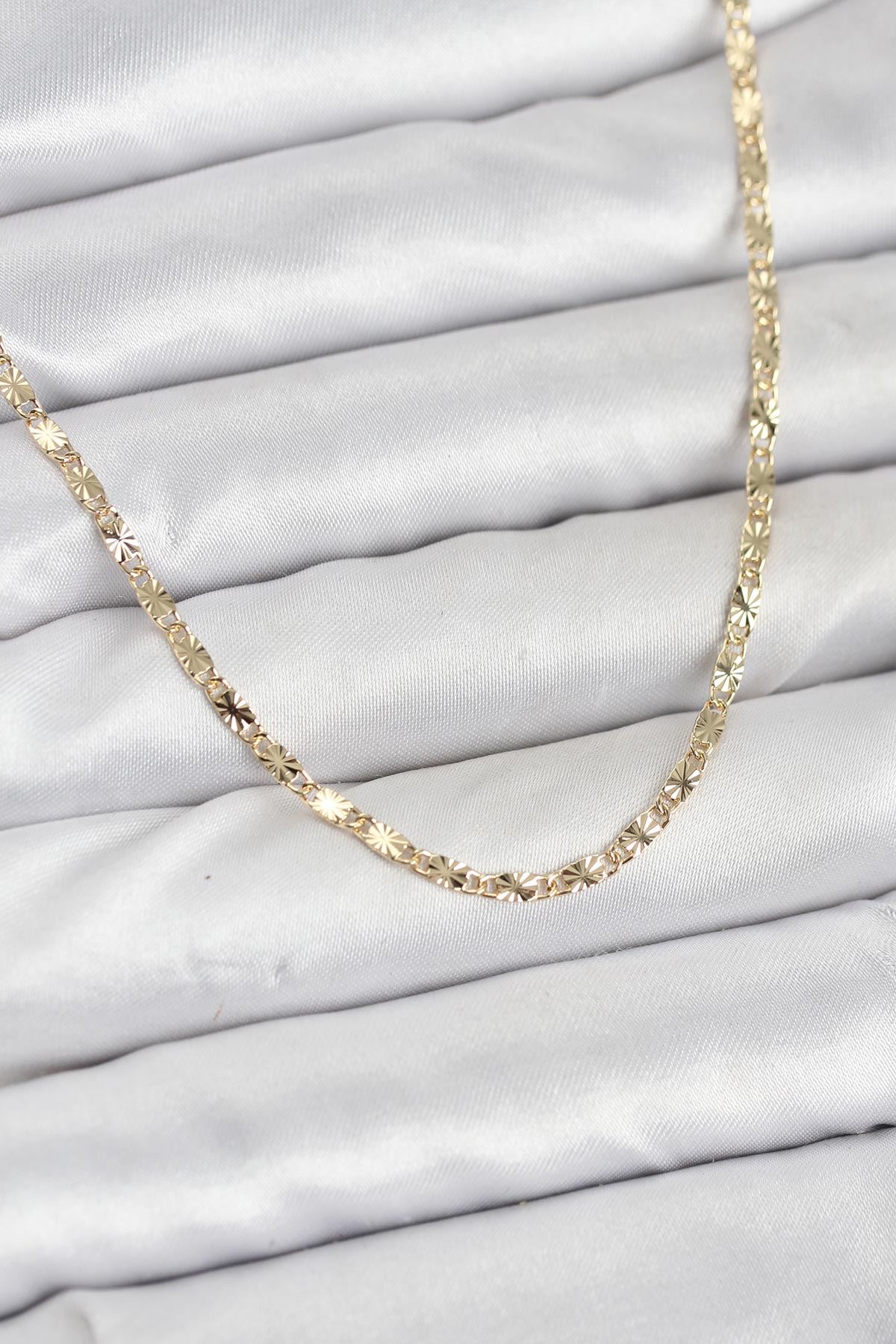 YRTCL CM 14K Gold Renk Lazerli Zincir Model Kadın Kolye