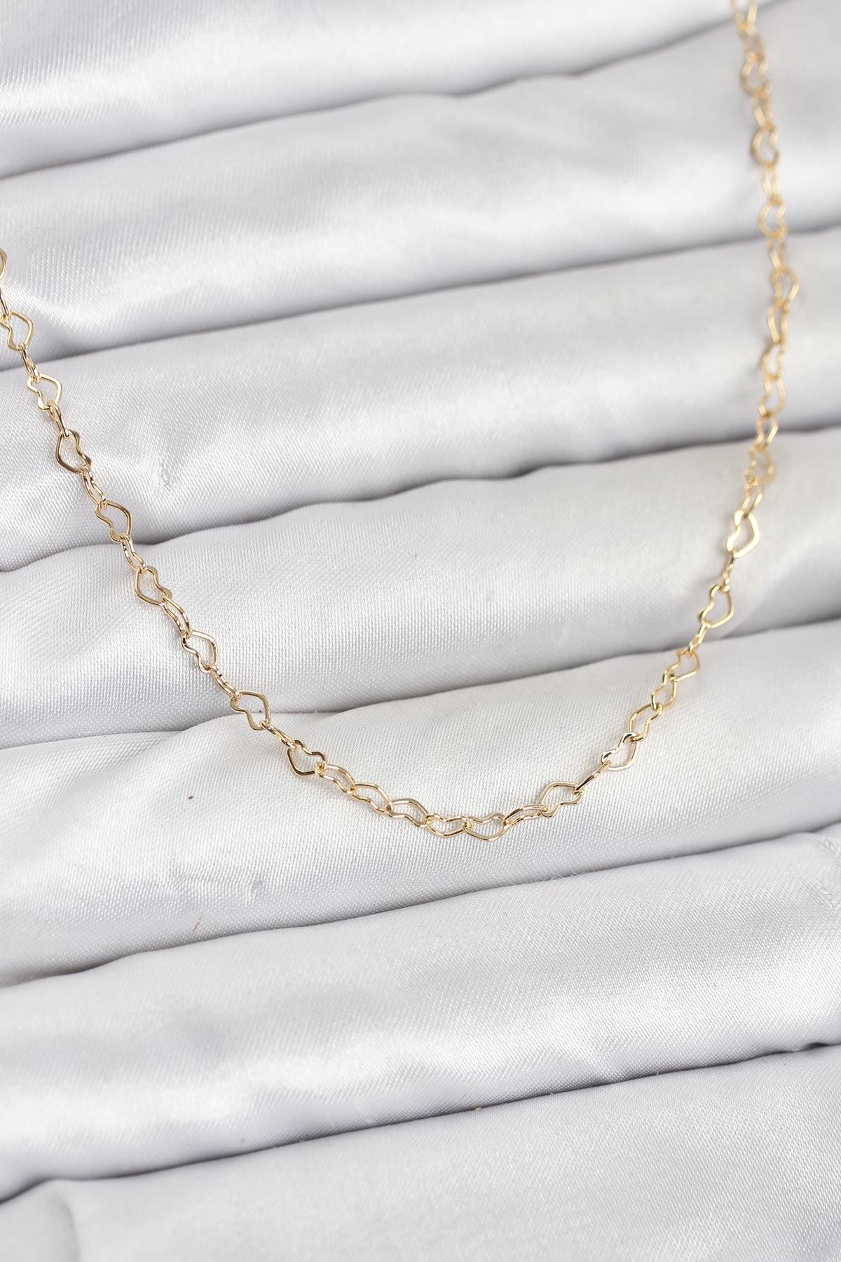 YRTCL CM 14K Gold Renk Kalp Zincirli Kadın Kolye