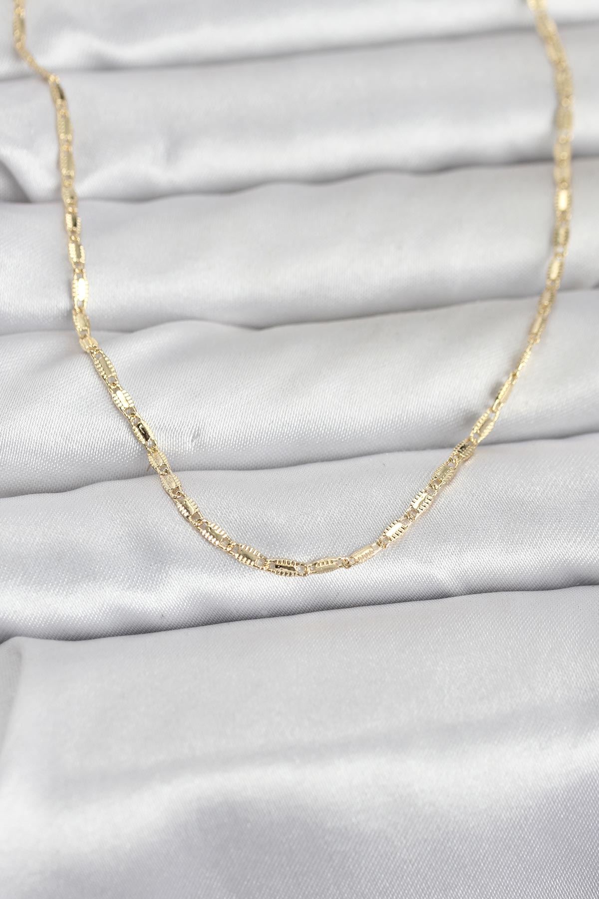 YRTCL CM 14K Gold Renk Lazerli Zincir Model 60 cm Kadın Kolye