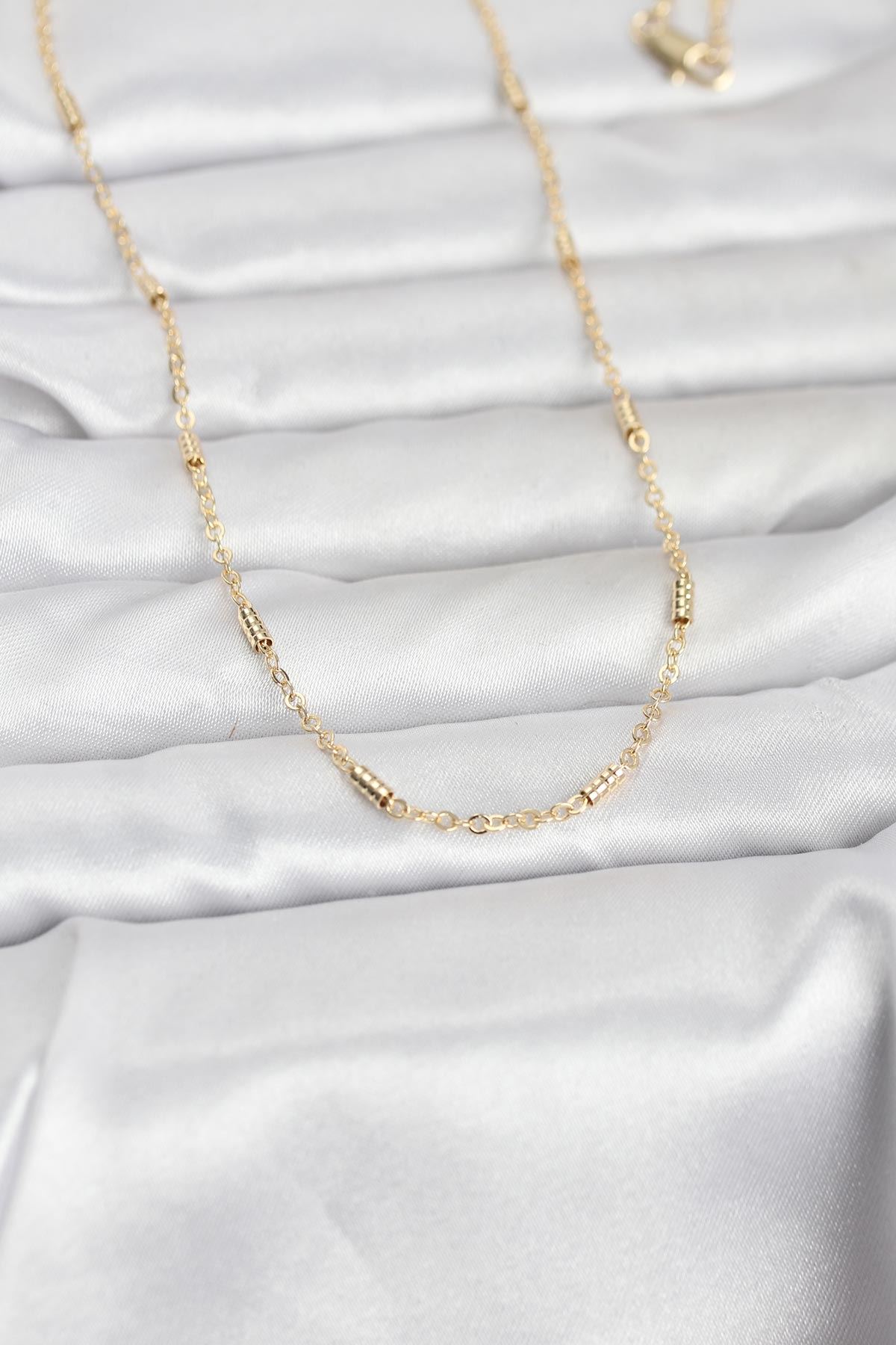 YRTCL CM 14K Gold Renk Bar Zincir Model 60 cm Kadın Kolye