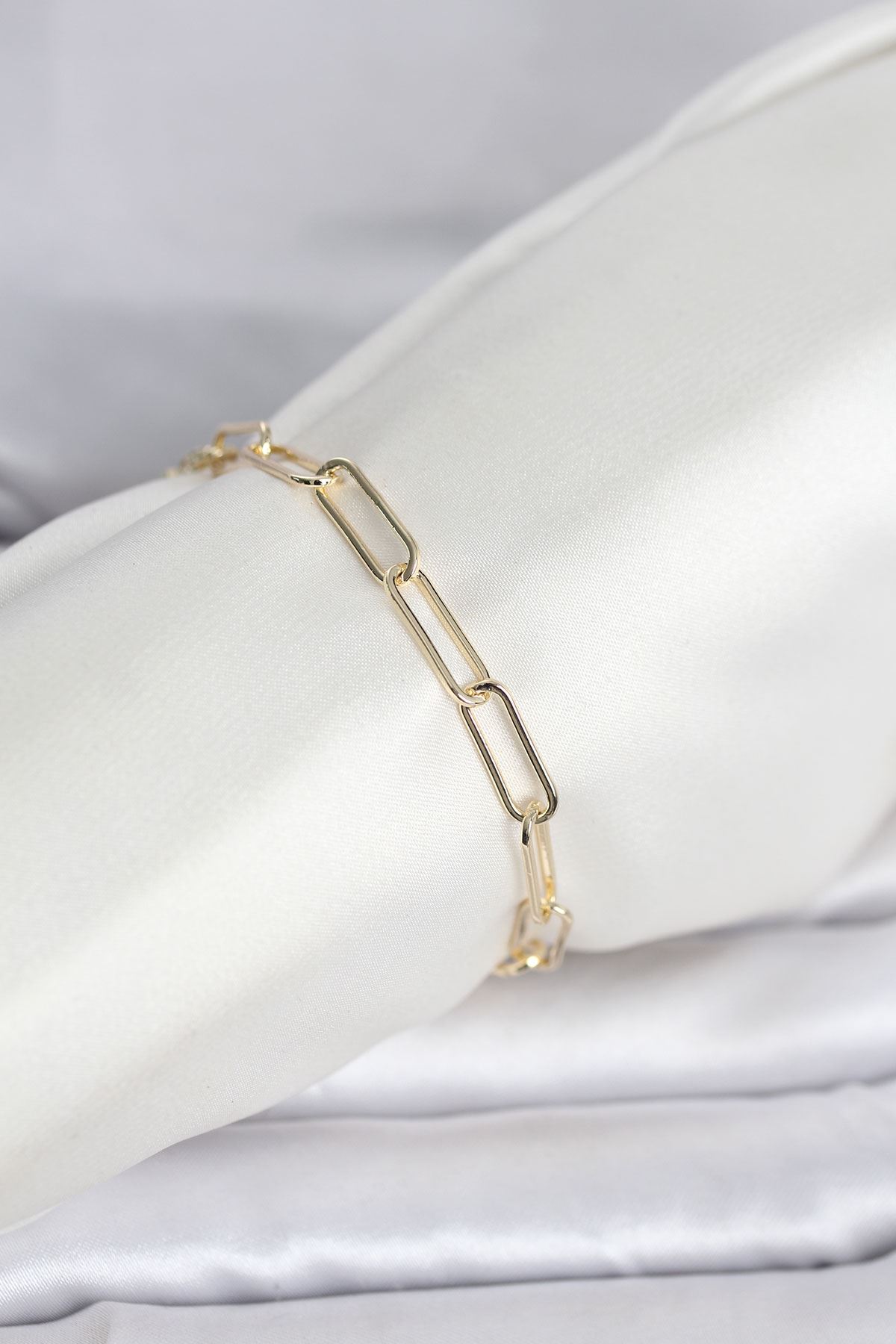 YRTCL CM 14K Gold Renk Kalın Ataç Zincir Model Kadın Bileklik