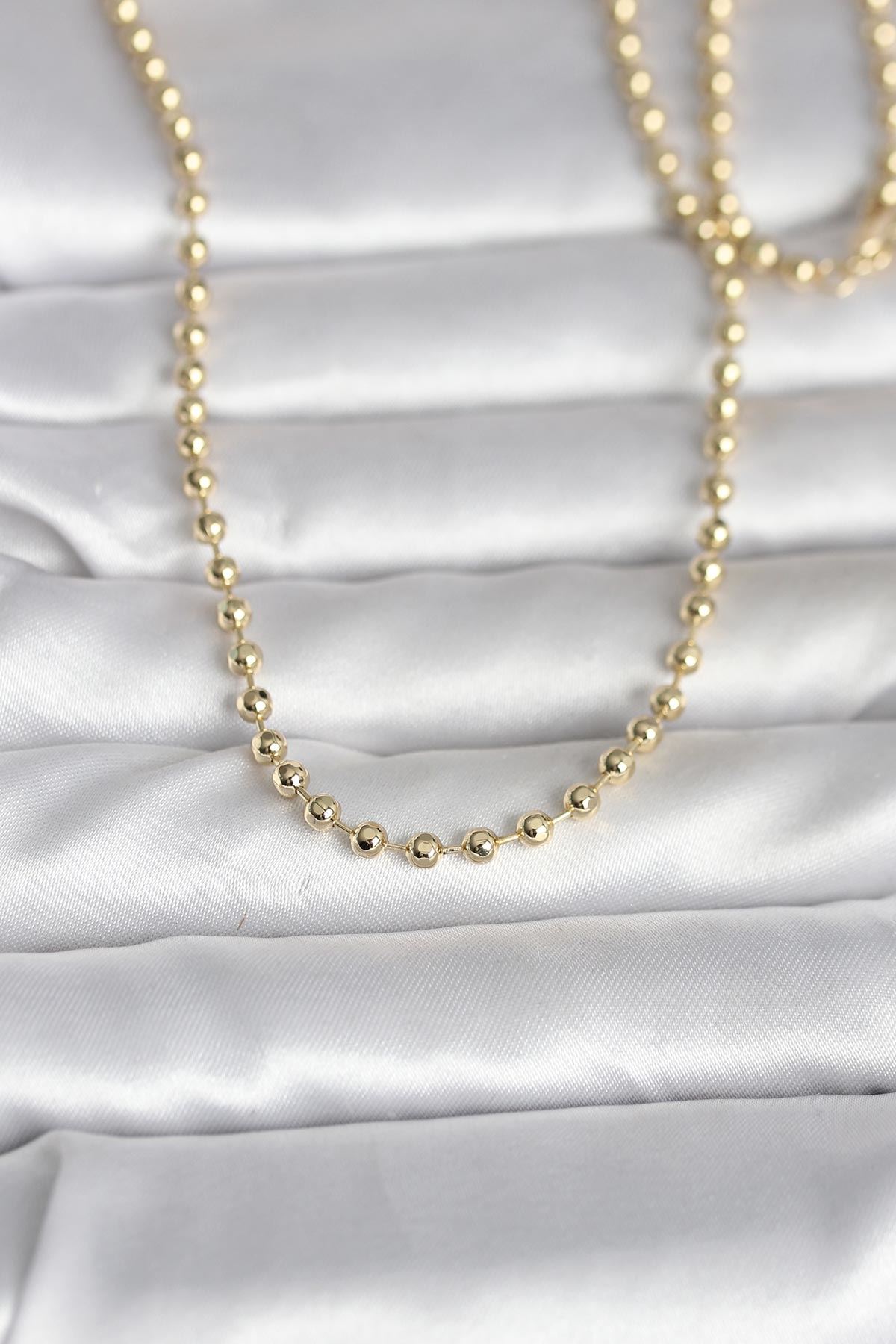 YRTCL CM 14K Gold Renk Top Zincirli Model 60 cm Kadın Kolye