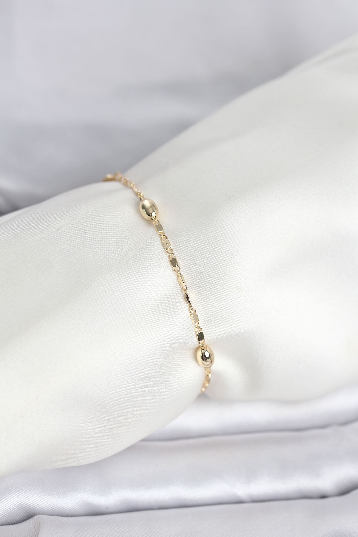 YRTCL CM 14K Gold Renk Damla Topçuk Model Kadın Bileklik