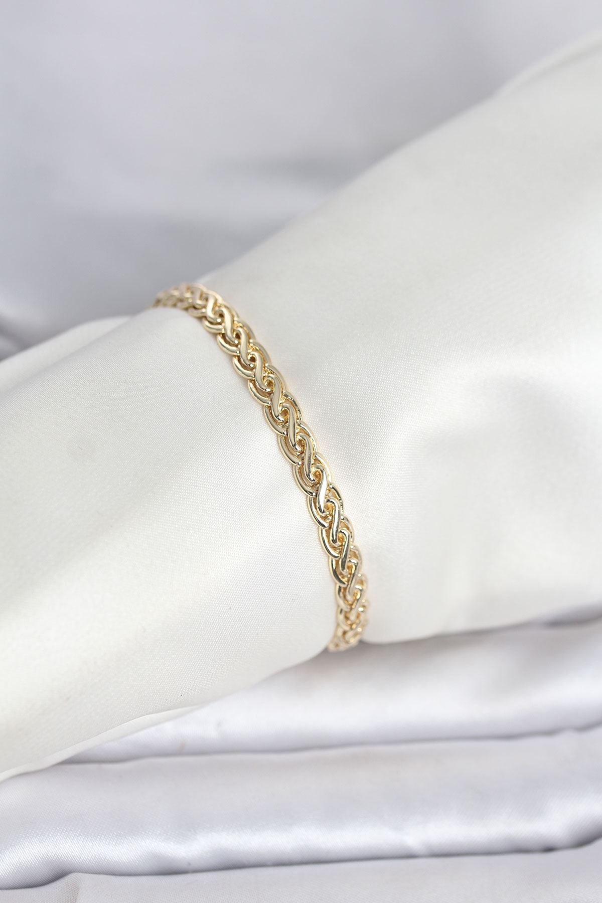 YRTCL CM 14K Gold Renk Sarmal Zincir Model Kadın Bileklik