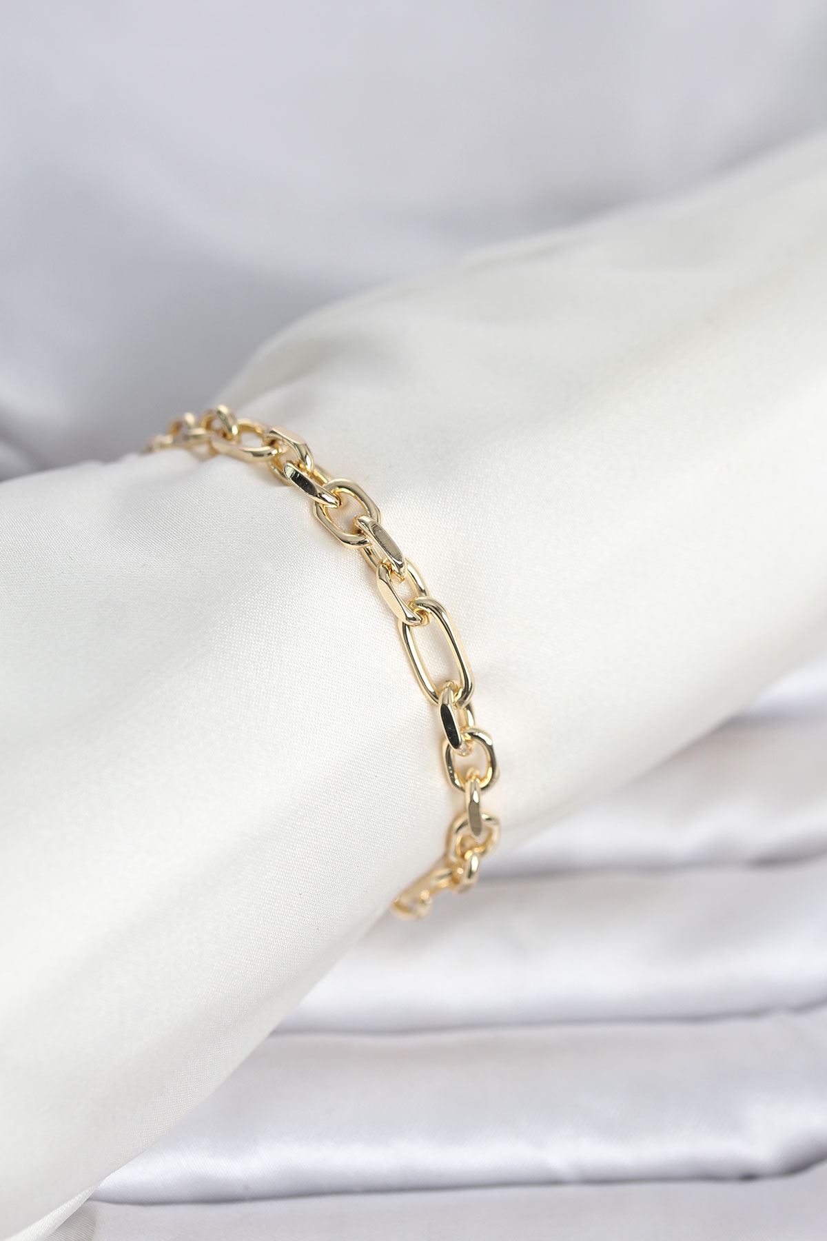 YRTCL CM 14K Gold Renk Kalın Zincir Model Kadın Bileklik