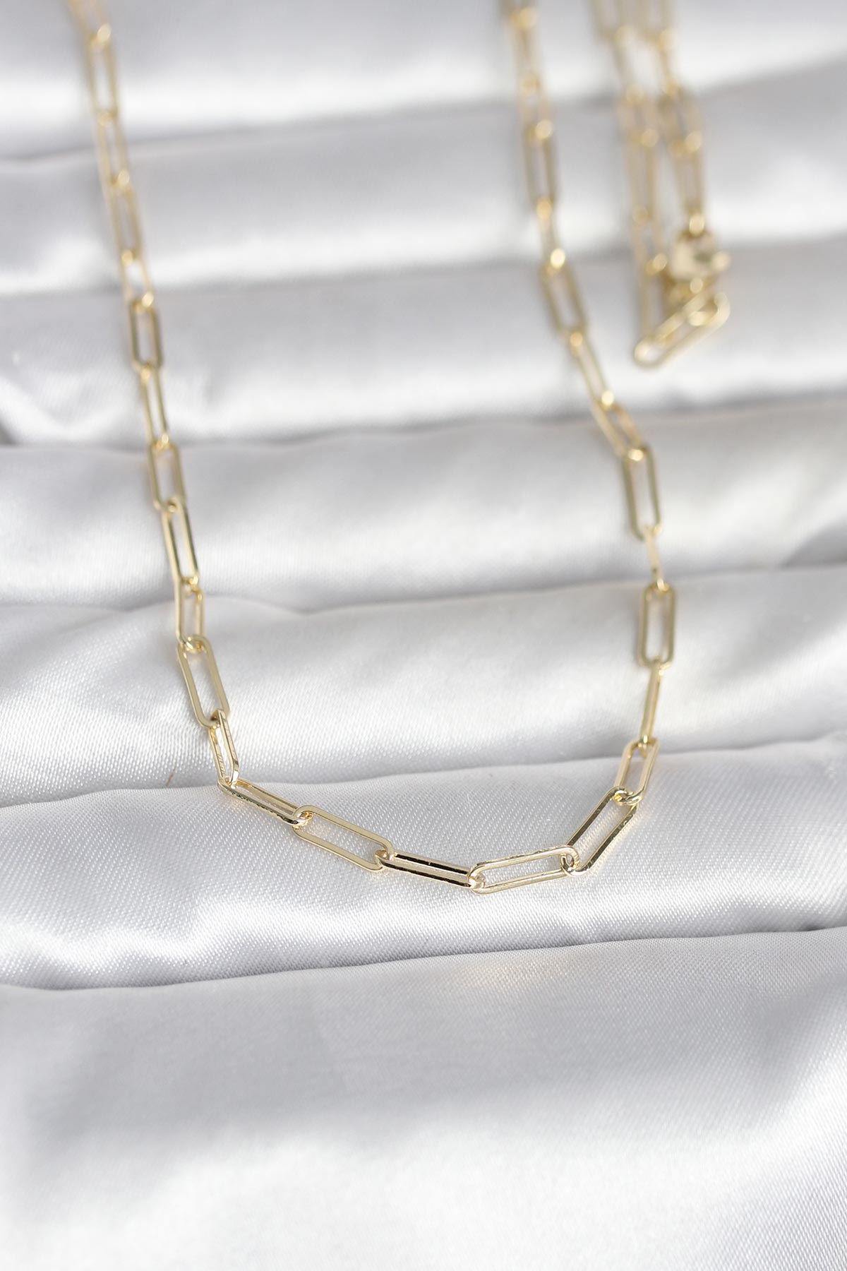 YRTCL CM 14K Gold Renk Ataç Zincirli Model 60 cm Kadın Kolye