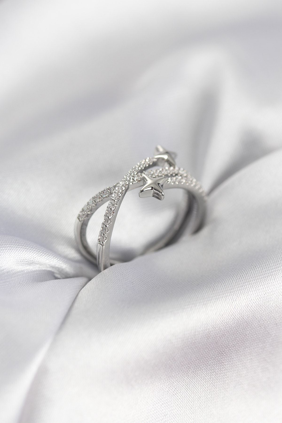 YRTCL Gümüş Renk Zirkon Taşlı Halley Model Kadın Yüzük