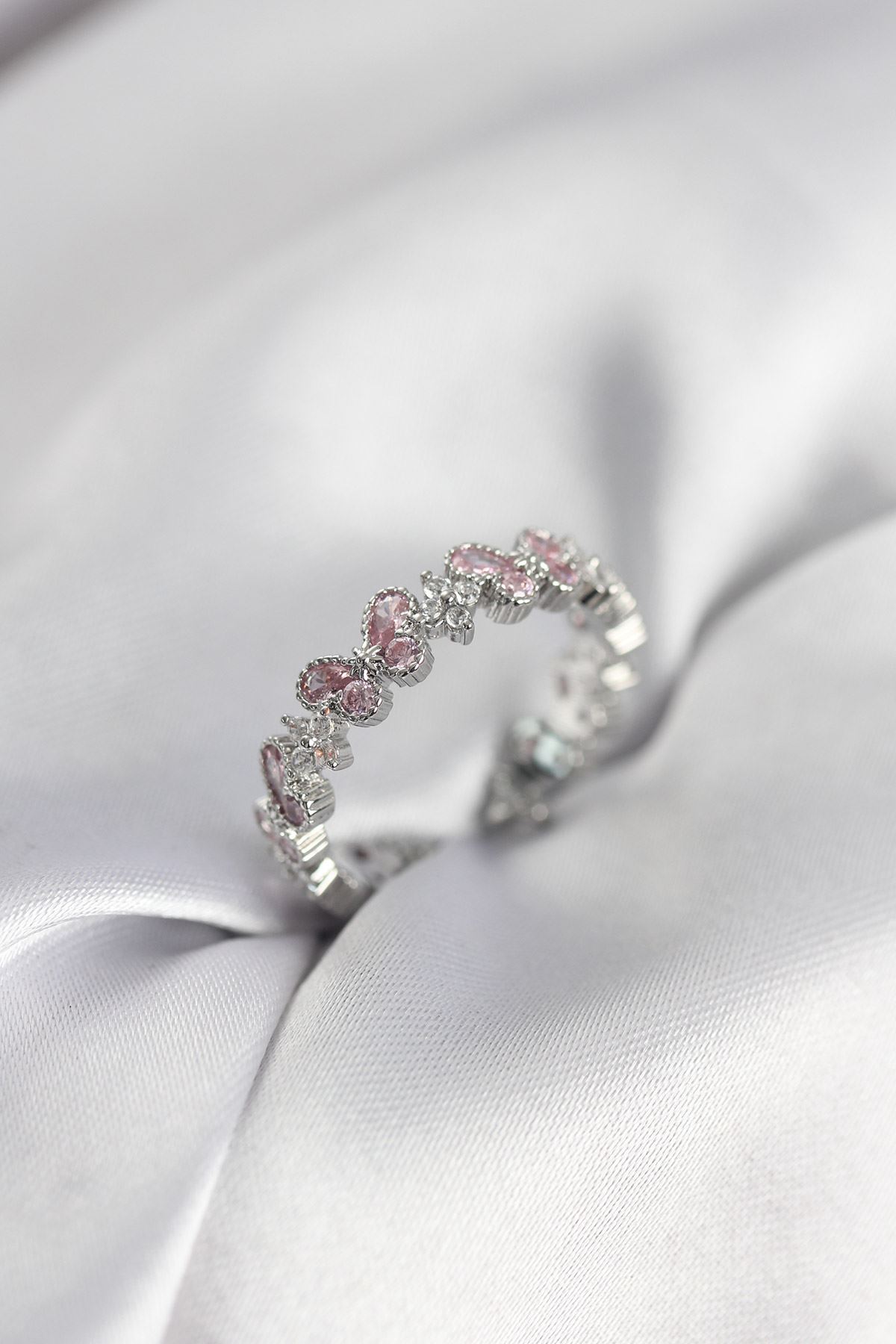 YRTCL Pembe Zirkon Taşlı Kelebek Model Kadın Yüzük