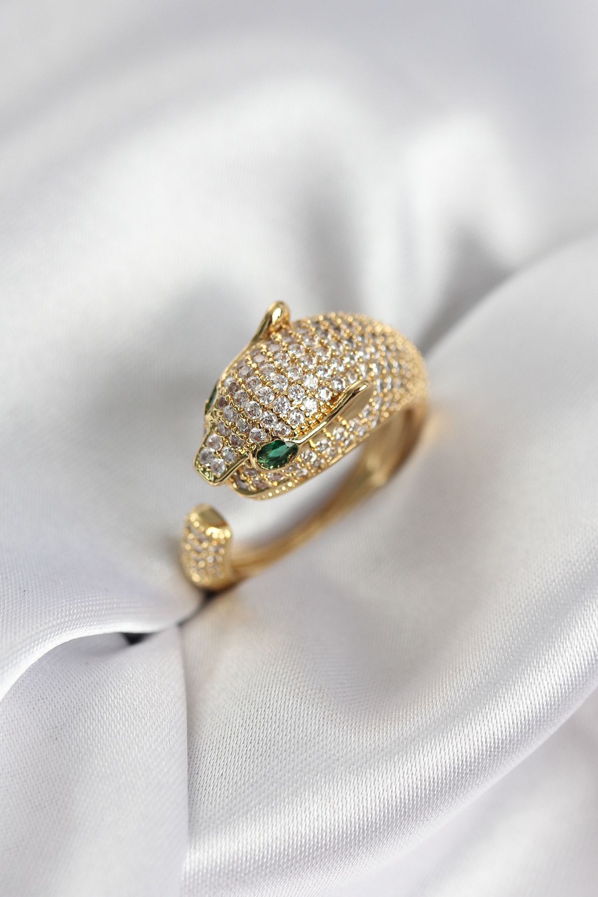 YRTCL Jaguar Model Gold Renk Zirkon Taşlı Kadın Yüzük