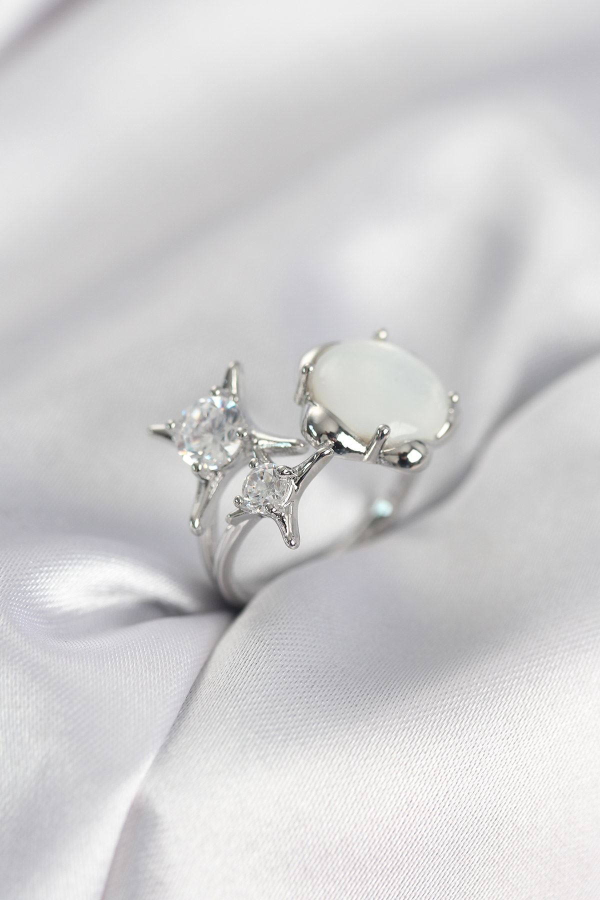 YRTCL Gümüş Renk Kutup Yıldızı Model Kadın Yüzük