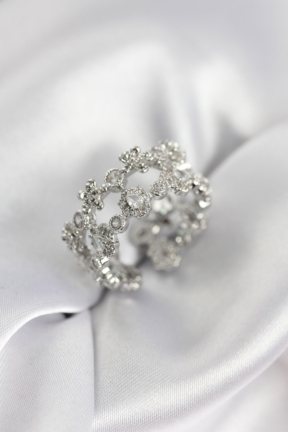 YRTCL Zirkon Taşlı 2'li Model Gümüş Renk Kadın Yüzük