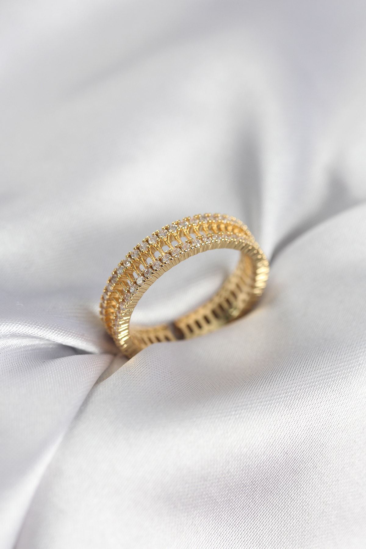 YRTCL Gold Renk Minimal Zirkon Taşlı Kadın Yüzük