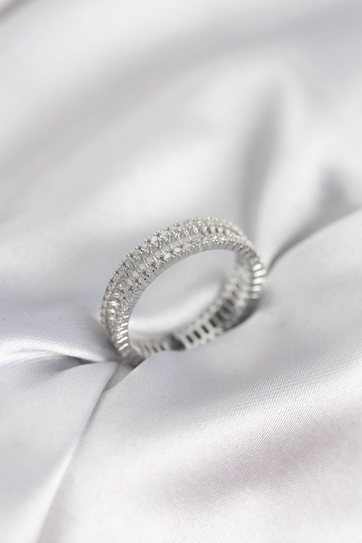 YRTCL Gümüş Renk Minimal Zirkon Taşlı Kadın Yüzük