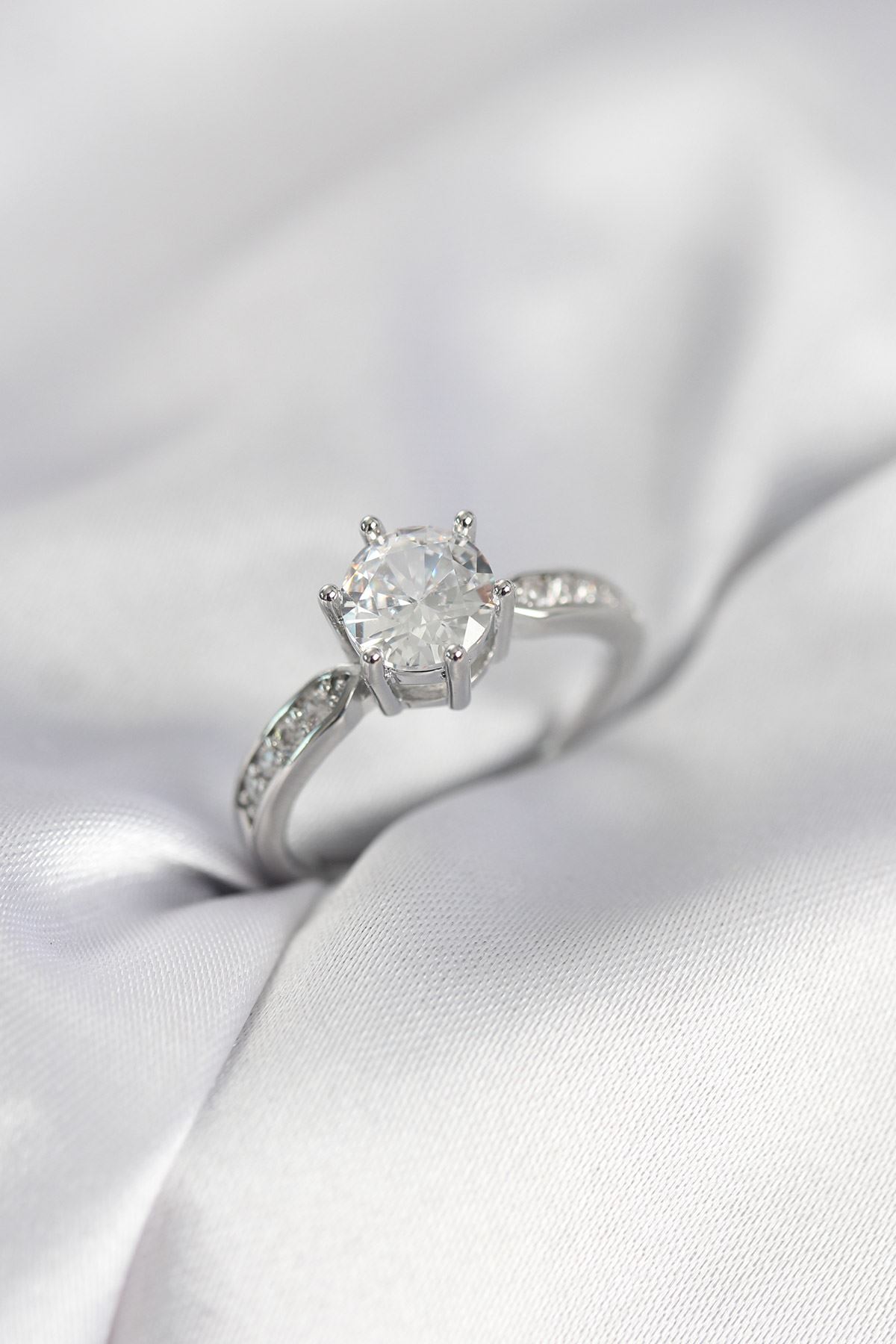 YRTCL Zirkon Taşlı Tek Taş Model Gümüş Renk Kadın Yüzük