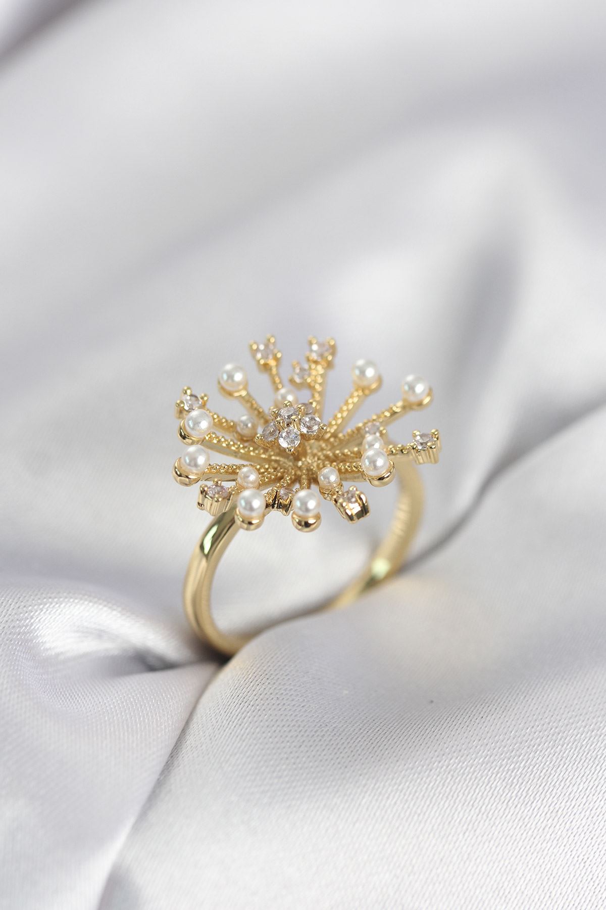 YRTCL Gold Renk Karahindiba Model Zirkon Taşlı Kadın Yüzük