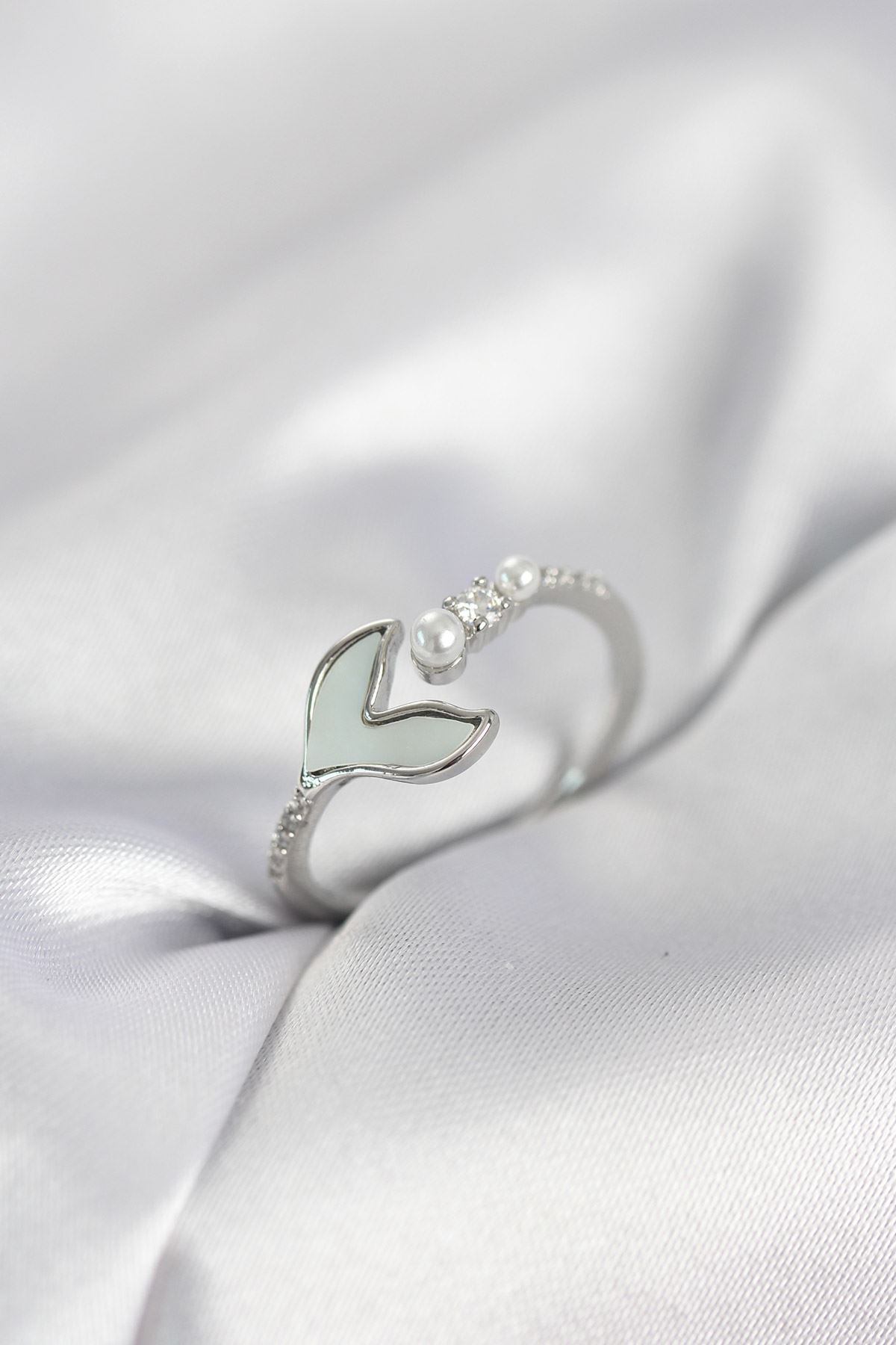 YRTCL Gümüş Renk Balık Kuyruğu Model Kadın Yüzük