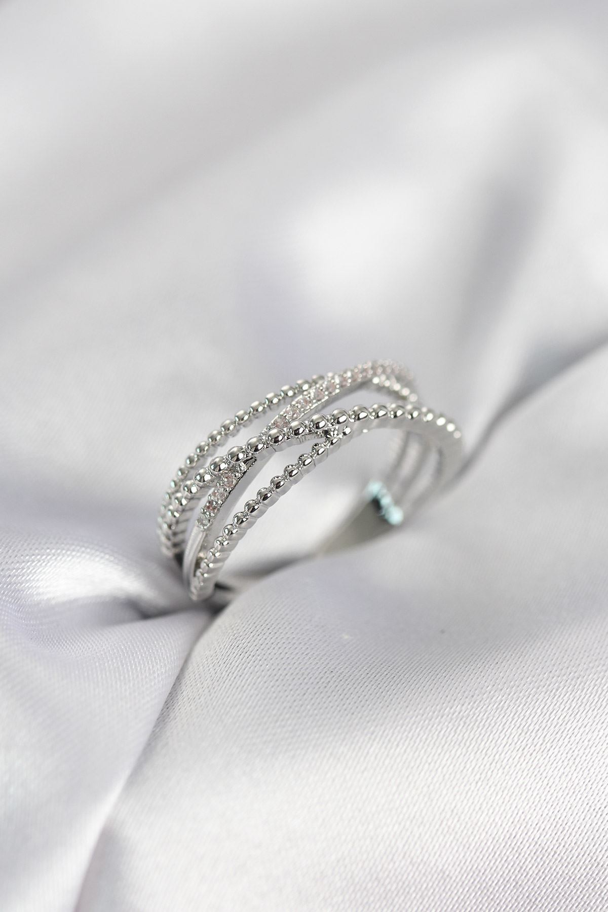 YRTCL Gümüş Renk Sarmal Model Kadın Yüzük