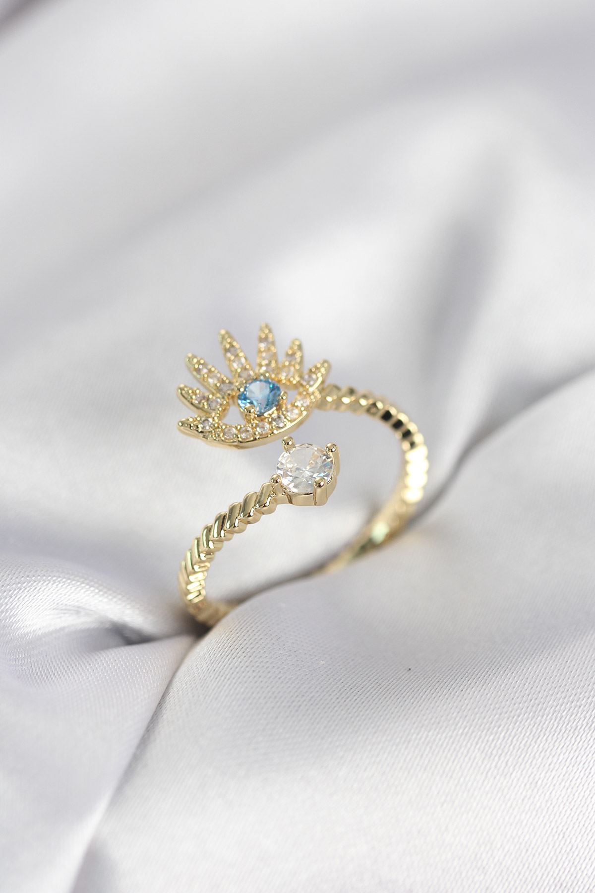 YRTCL Gold Renk Göz Model Zirkon Taşlı Kadın Yüzük