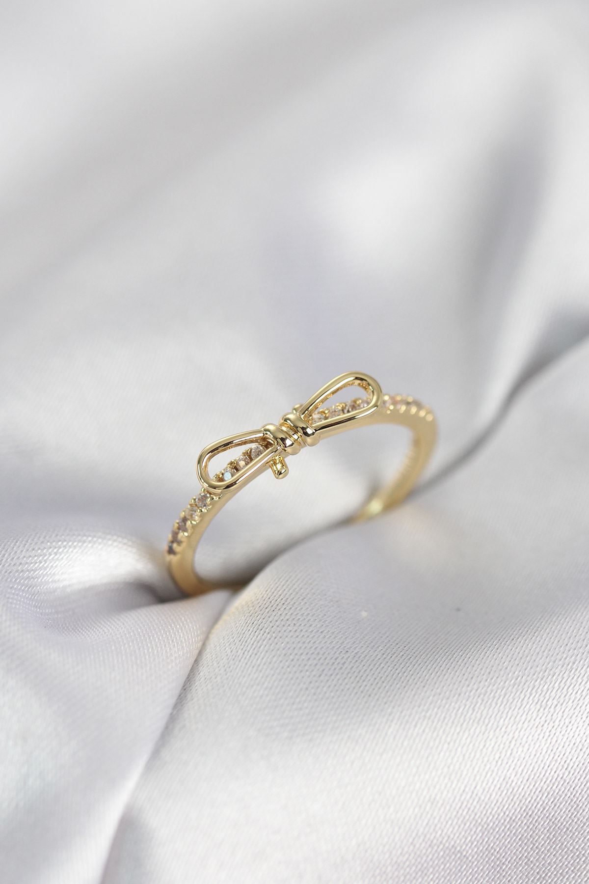 YRTCL Fiyonk Model Zirkon Taşlı Gold Renk Kadın Yüzük