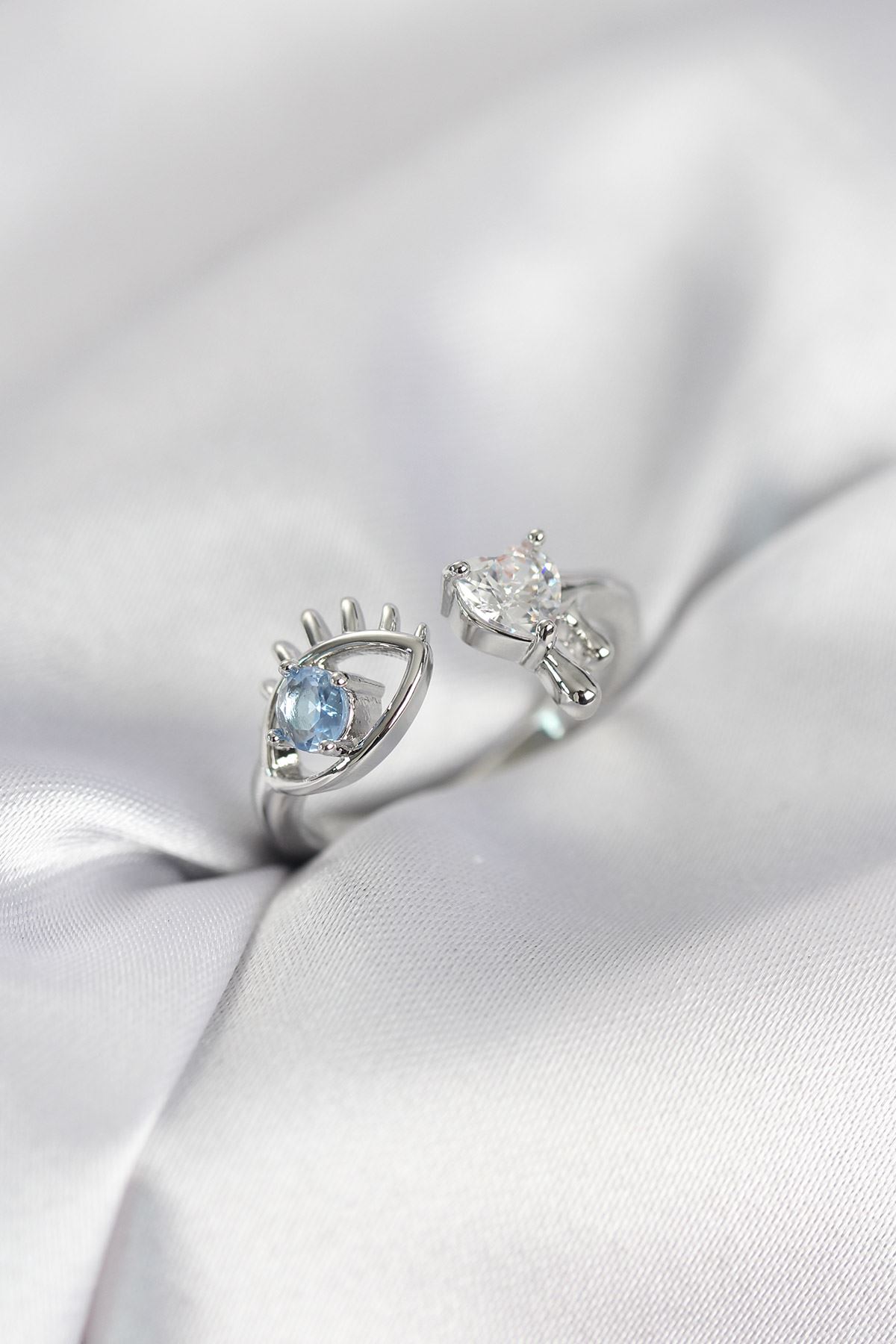 YRTCL Gözyaşı Model Gümüş Renk Zirkon Taşlı Kadın Yüzük