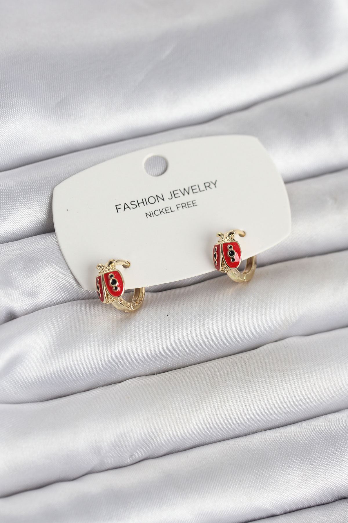 YRTCL Uğur Böceği Model Gold Renk Pirinç Çocuk Küpe