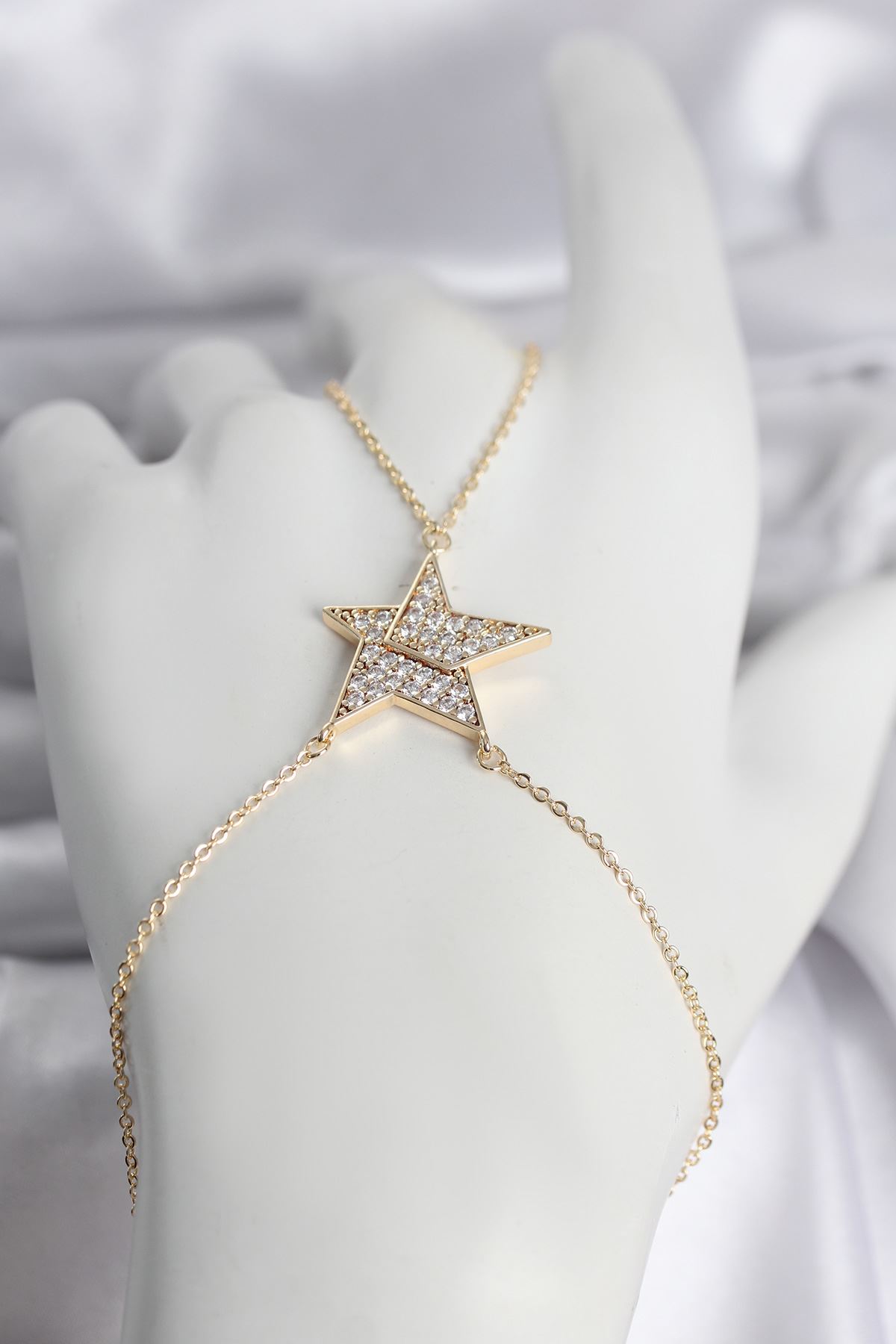 YRTCL Pirinç Gold Renk Zirkon Taşlı Yıldız Model Kadın Şahmeran