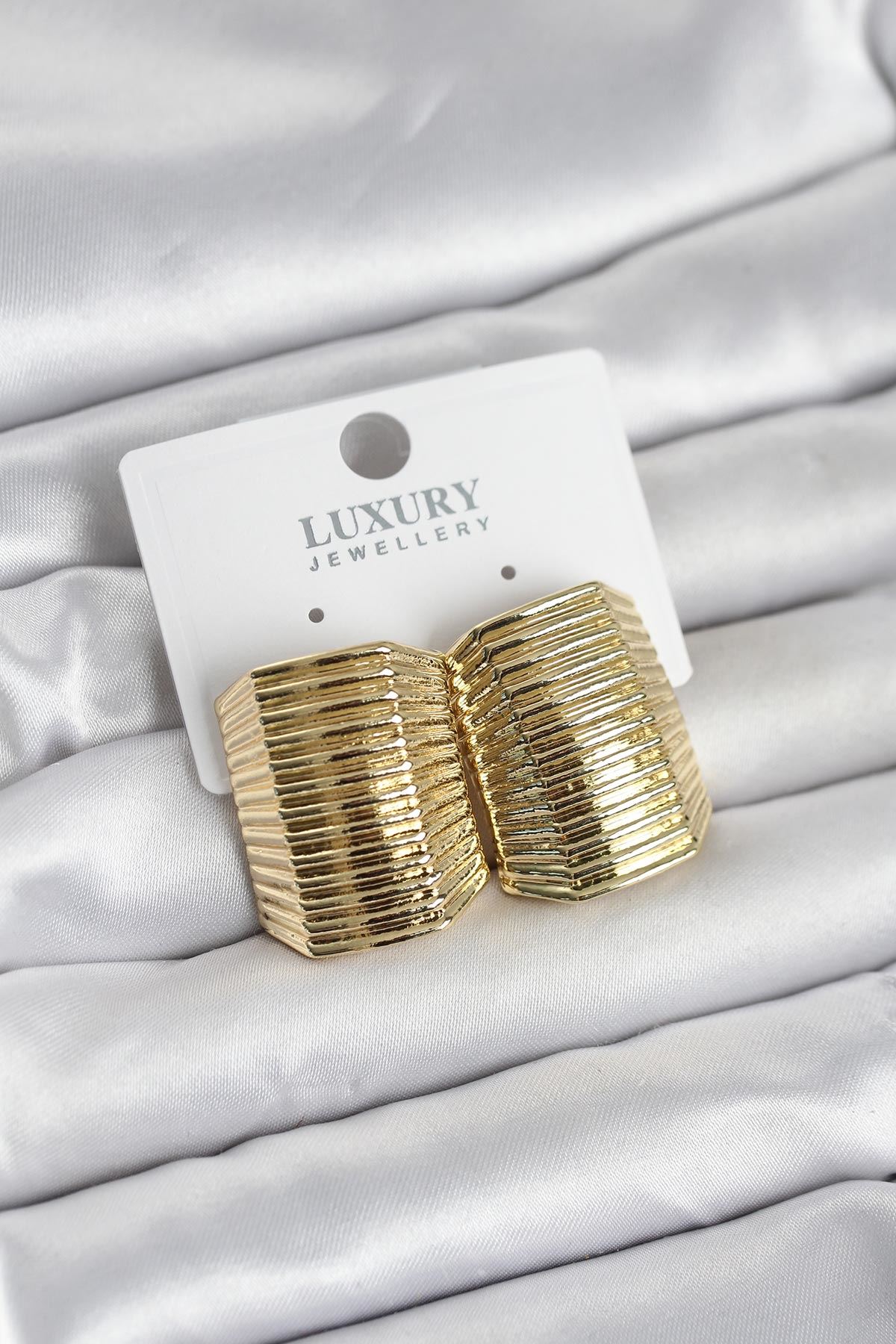YRTCL Gold Renk Pirinç Vintage Esintili Statement Küpe