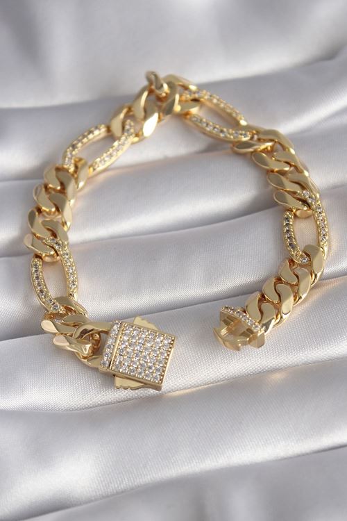 YRTCL Gold Renk Zirkon Taşlı Zincir VIP Exclusive Seri Gurmet Model Kadın