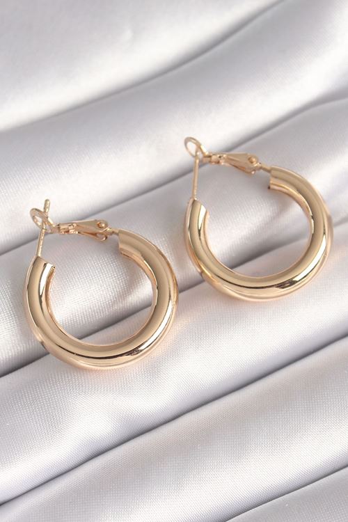 YRTCL Pirinç Gold Renk Halka Model Kadın Küpe