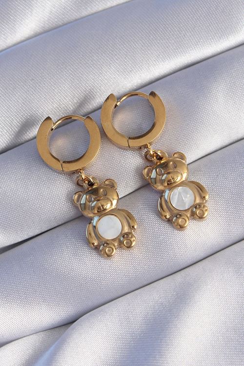 YRTCL 316L Çelik Gold Renk Teddy Model Küpe