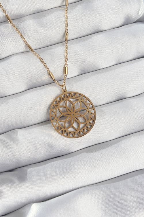 YRTCL 316L Çelik Zincir Gold Renk Lotus Model Kolye