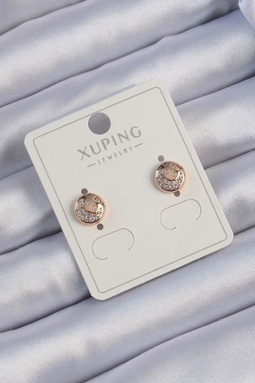 YRTCL Xuping Rose Renk Zirkon Taşlı Yansımalı Oval Küpe