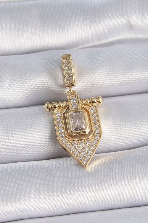 YRTCL Pirinç Gold Renk Baget Zirkon Taşlı Ajda Charm