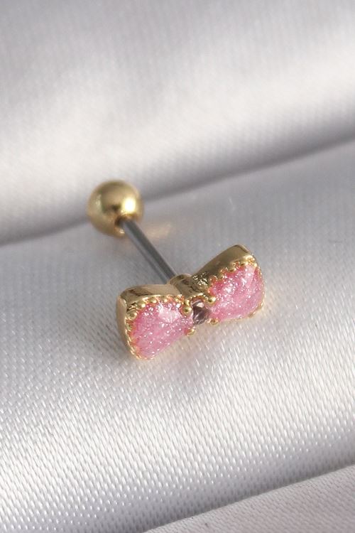 YRTCL 316L Çelik Gold Renk Pembe Fiyonk Model Tragus Piercing