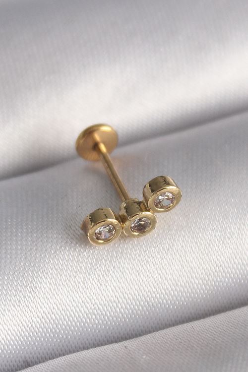 YRTCL 316L Çelik Gold Renk Zirkon Taşlı Tragus Piercing