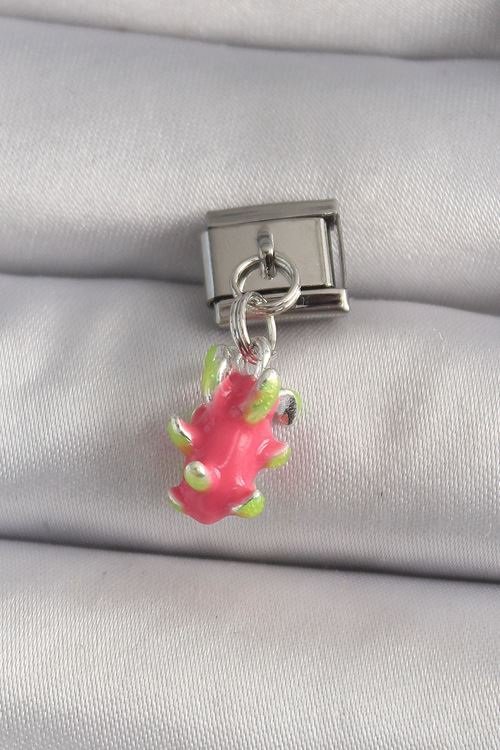 YRTCL 316L Çelik Gümüş Renk Sallantı Ejder Meyvesi Model Nomination Charm