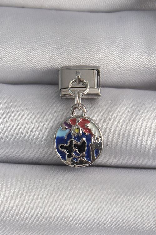 YRTCL 316L Çelik Gümüş Renk Sallantı Dünya Model Nomination Charm