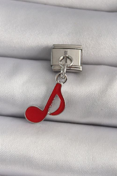 YRTCL 316L Çelik Gümüş Renk Kırmızı Nota Model Nomination Charm