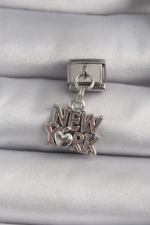 YRTCL 316L Çelik Gümüş Renk Sallantı New York Yazı Model Nomination Charm