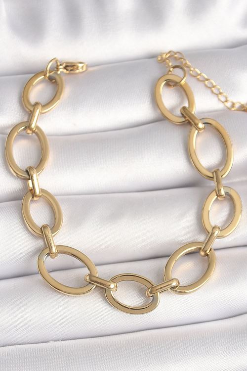 YRTCL 316L Çelik Gold Renk Halka Zincir Model Kadın Bileklik
