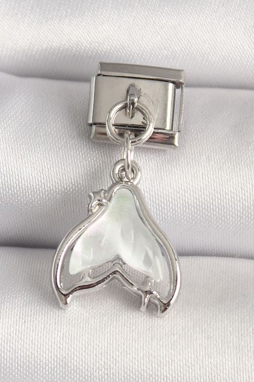 YRTCL 316L Çelik Gümüş Renk Beyaz Balık Kuyruğu Model Nomination Charm