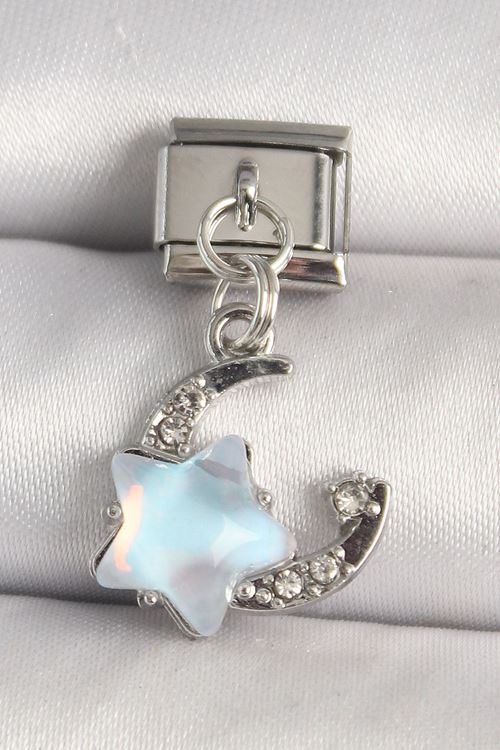YRTCL 316L Çelik Gümüş Renk Zirkon Taşlı Mavi Mineli Yıldız Model Nomination Charm