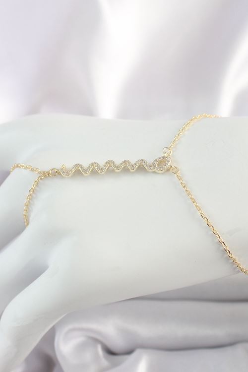 YRTCL Pirinç Gold Renk Zirkon Taşlı Yılan Model Kadın Şahmeran